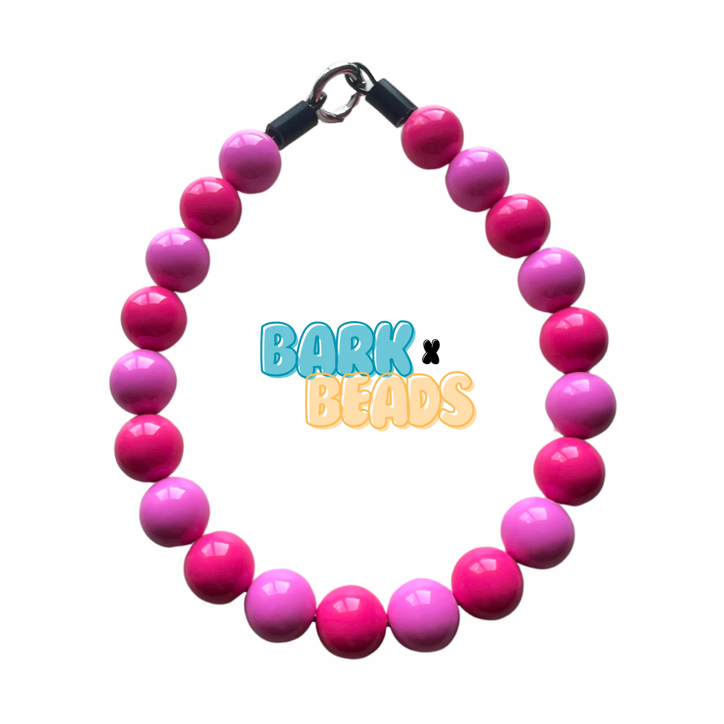 Collier de perles pour chien fuchsia