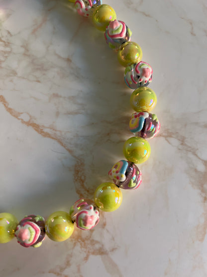 Yellow Sherbert Dog Bead Collar | MINI