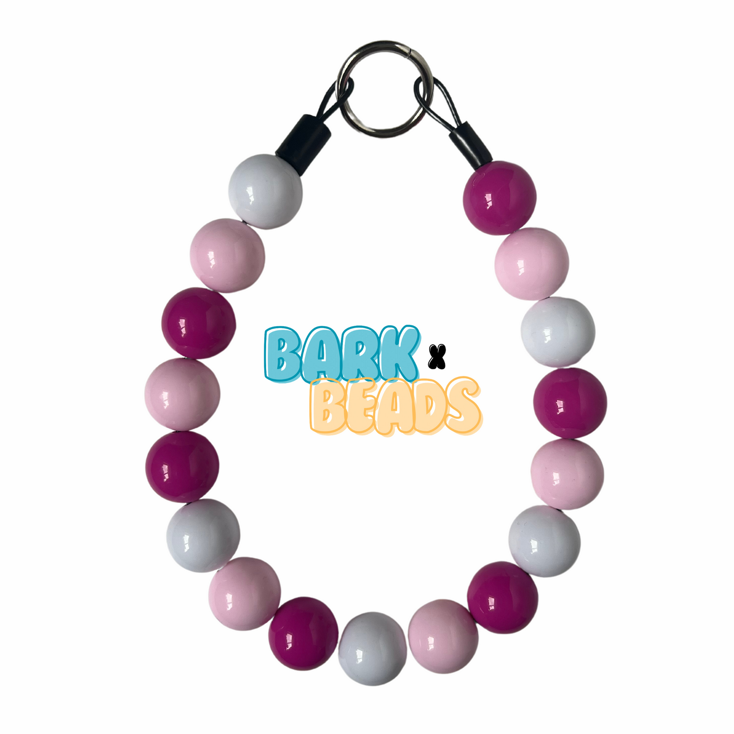 Collier de perles pour chien fuchsia