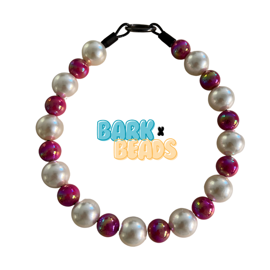 Collier de perles pour chien fuchsia